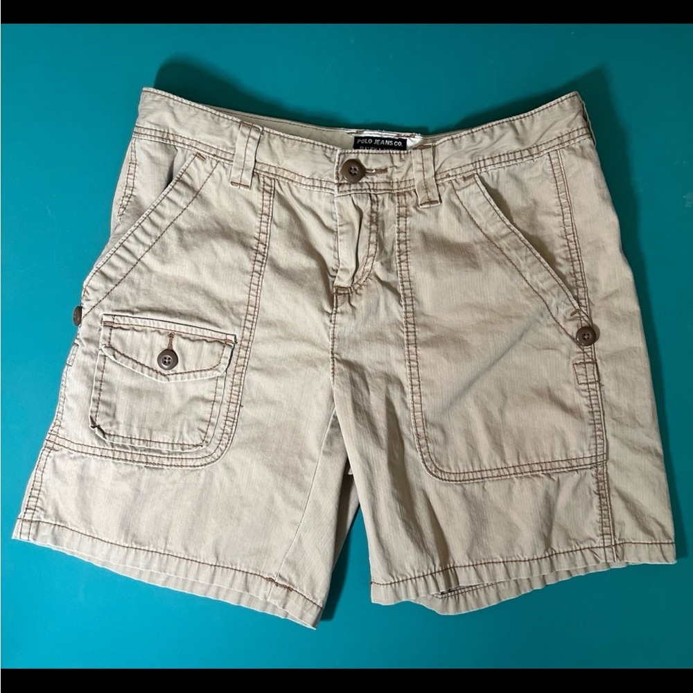 Polo Jeans Ralph Lauren Size 4 Beige Cargo Shorts Hiking Outdoor #3430